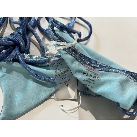 Heart of Sun Triangle Metallic String Bikini in Blue - Picture 3 of 3